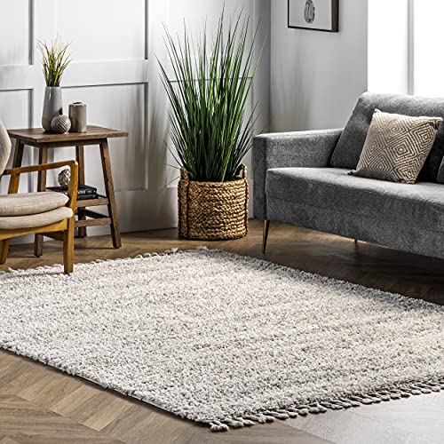 nuLOOM Brooke Shag Tasseled Accent Rug, 2x3, Ivory