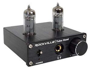 rockville tubehead tube headphone amplifier amp / 6k4 tubes / 16-300 ohms/180mw, black