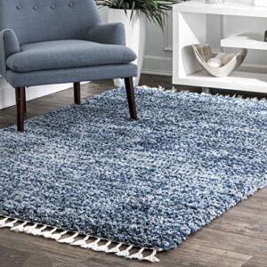 nuloom brooke shag tasseled accent rug, 2x3, blue