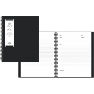 blue sky aligned notes professional business notebook, flexible cover, twin-wire binding, perforated pages, 8.5" x 11", black