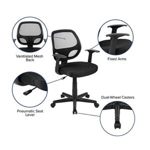 Flash Furniture Flash Fundamentals Mid-Back Black Mesh Swivel Ergonomic Task Office Chair with Arms