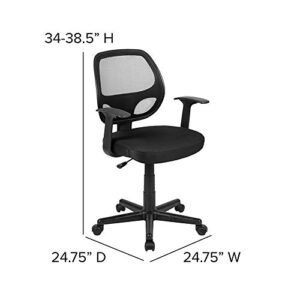 Flash Furniture Flash Fundamentals Mid-Back Black Mesh Swivel Ergonomic Task Office Chair with Arms