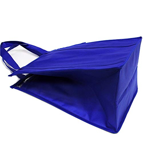 Gift Expressions Insulated Grocery Tote Bag | 3 Pack | Royal Blue | Heavy Duty Large Gift Bags, Super Strong, Reusable Eco Friendly Shopping Bags, Stand Up Bottom, Non Woven Tote Bags, Zipper Closure