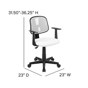 Flash Furniture Flash Fundamentals Mid-Back White Mesh Swivel Task Office Chair with Pivot Back and Arms