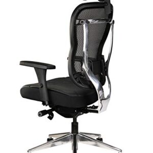 Oak Hollow Furniture Aloria Series Office Chair Ergonomic Executive Computer Chair, Genuine Leather Seat Cushion, Mesh Back, Adjustable Lumbar Support Swivel and Tilt High-Back (Black, Headrest)