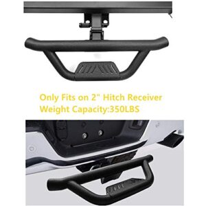 ONINE Texture Black Universal Hitch Step with Hitch Lock and Stabilizer Fit 2” Receiver Trailer Truck Towing Hitch Step Bar Rear Bumper Guard