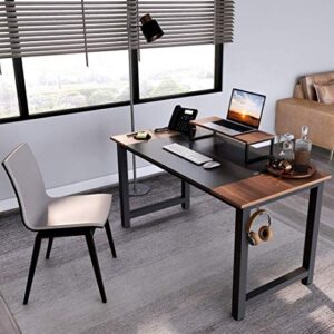 CubiCubi Computer Office Small Desk 47", Study Writing Table, Modern Simple Style PC Desk with Splice Board, Black and Espresso