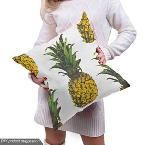 Lunarable Pineapple Fabric by The Yard, Pineapple Illustration Gourmet Holidays Getaway Palm Trees Art, Decorative Fabric for Upholstery and Home Accents, 3 Yards, Mustard White