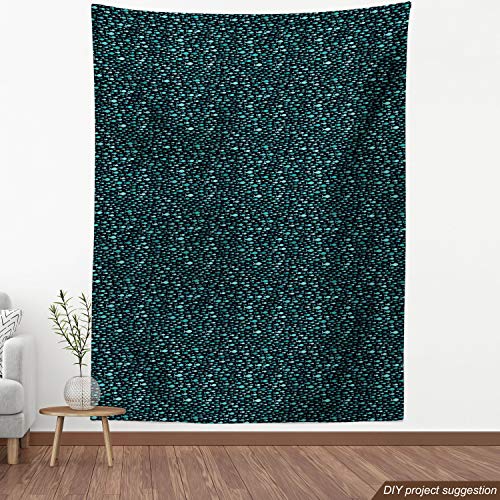 Lunarable Fish Fabric by The Yard, Underwater Animals Swimming Silhouette Marine Life Sea Ocean, Decorative Fabric for Upholstery and Home Accents, 1 Yard, Teal Black