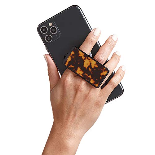 HANDL New York Tortoise HANDLstick Phone Grip and Stand for Smartphone - Multifunctional Mobile Phone Grip with Elastic Brace System (Brown/Black)