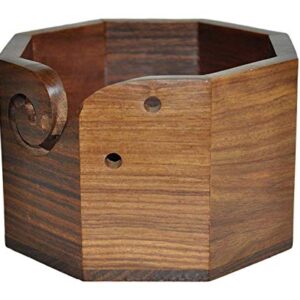 Indian Glance Premium Solid Hard Rose Wood Crafted Wooden Portable Yarn Bowl Holder for Knitting Crochet 6x3 inch