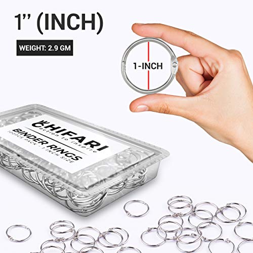 Hifari Binder Rings 100 Pack 1 Inch Nickel Plated Steel Metal Book Rings for Index Cards, Keychain, Heavy Duty Loose Leaf Paper Rings, Notebook and More – Home Office School Supplies - Silver