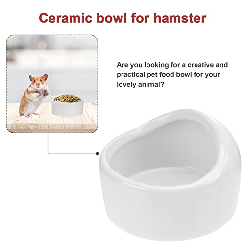 POPETPOP Ceramic Hamster Feeding Bowls, Anti-bite Small Animal Food Bowl Water Feeder for Hedgehog Guinea-Pig Gerbil (Random Color)