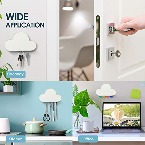 Dadanism Magnetic Wall Key Holder - [2 Packs] Novelty Adhesive Magnetic Key Hanger Organizer, Keep Keychains and Loose Keys Securely in Place - White