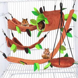hamiledyi hamster hammock small animals hanging warm bed house organic natural apple wood chewing stick rat cage nest accessories toy hanging tunnel and swing for sugar glider squirrel