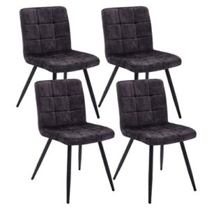 duhome velvet dining chairs set of 4,mid century modern dining room chairs with metal legs,accent chairs side chairs reading chairs for living room kitchen home bedroom vanity black