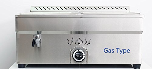 INTBUYING LP Gas Food Soup Warmer Propane Gas Stove Bain-Marie Commercial Canteen Buffet Steam Heater Stainless Steel with Gas Regulator Valve 12''x8.7''x4''Pan-4 Pans（Square）