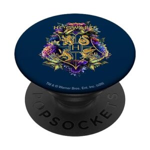 harry potter hogwarts multi-colored floral crest popsockets swappable popgrip
