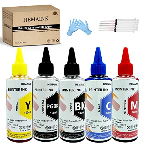 HEMAINK 5x100ml Bottles Ink Compatible with Canon PGI-280XXL CLI-281XXL for Pixma TR8620 TR8600 TR8620a TR8622 TS6220 TR8520 TS9520 TS6120 TR7520 TS9521C TS6320 TS702 Printer