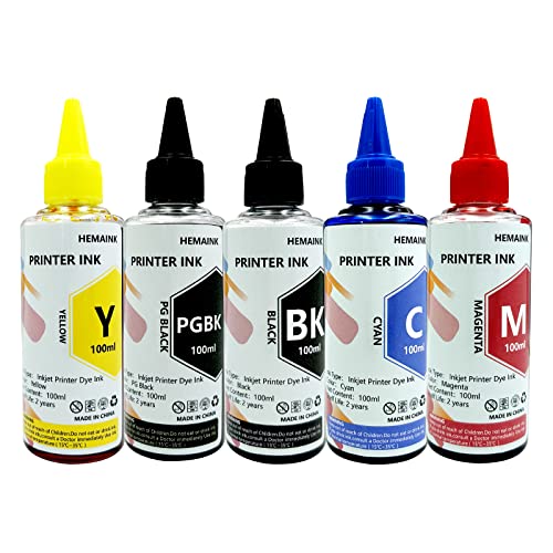 HEMAINK 5x100ml Bottles Ink Compatible with Canon PGI-280XXL CLI-281XXL for Pixma TR8620 TR8600 TR8620a TR8622 TS6220 TR8520 TS9520 TS6120 TR7520 TS9521C TS6320 TS702 Printer