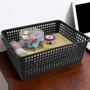 Yarebest 3-pack Plastic Storage Bins Basket For Organizing (Black)