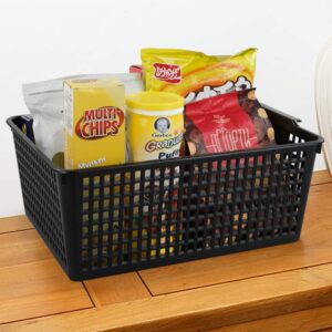 Yarebest 3-pack Plastic Storage Bins Basket For Organizing (Black)