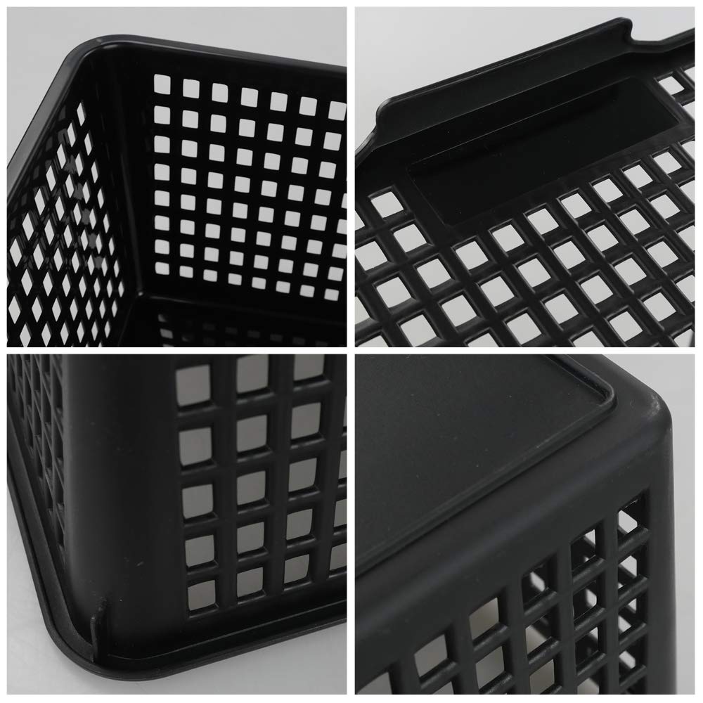 Yarebest 3-pack Plastic Storage Bins Basket For Organizing (Black)