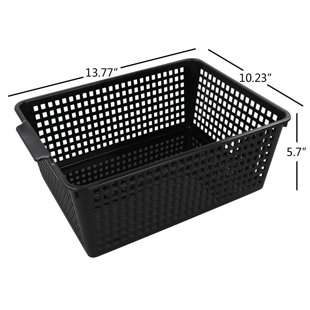 Yarebest 3-pack Plastic Storage Bins Basket For Organizing (Black)