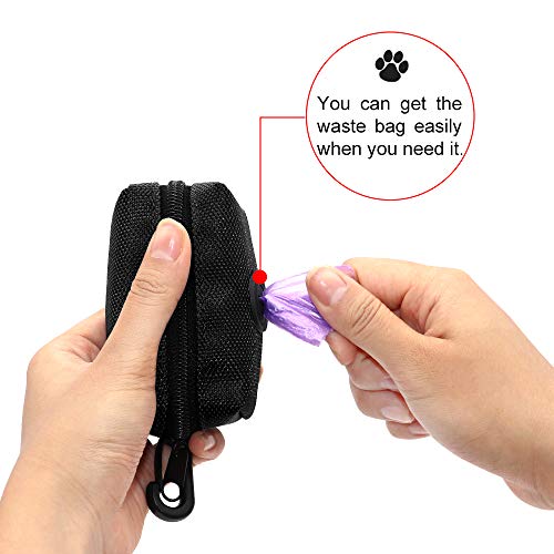 SLOSN 3 Pack Pet Waste Bag Dispenser Dog Poop Bag Holder with Zippered Portable Dog Poop Bag Holder with Hook for Leash,Great Accessory for Walking, Running with Dog (RoseRed Green Black)