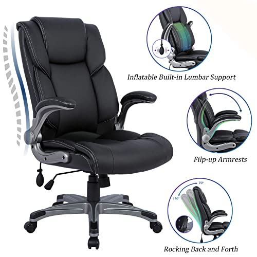 Statesville Big & Tall Office Chair High Back Desk Chair Large Executive Desk Computer Swivel Chair Ergonomic Design for Lumbar Support Headrest,Computer Chair for Heavy People