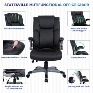 Statesville Big & Tall Office Chair High Back Desk Chair Large Executive Desk Computer Swivel Chair Ergonomic Design for Lumbar Support Headrest,Computer Chair for Heavy People