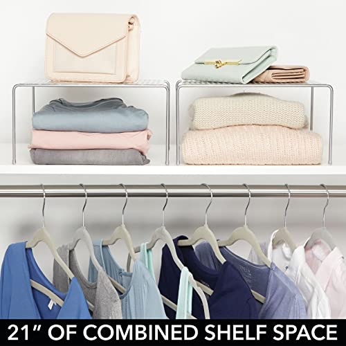 mDesign Modern Metal Square Closet, Cabinet, Countertop Organizer Storage Shelf for Bedrooms, Bathrooms, Entryways and Hallways - Durable Steel, Non-Skid Feet - 4 Pack - PC Silver