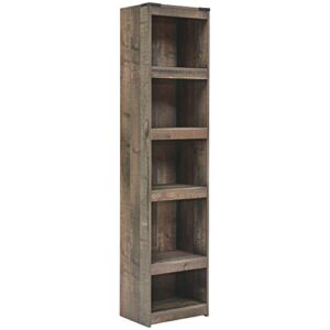 signature design by ashley trinell rustic entertainment center pier bookcase with 3 adjustable shelves, natural brown