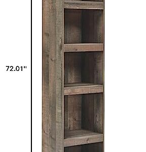 Signature Design by Ashley Trinell Rustic Entertainment Center Pier Bookcase with 3 Adjustable Shelves, Natural Brown