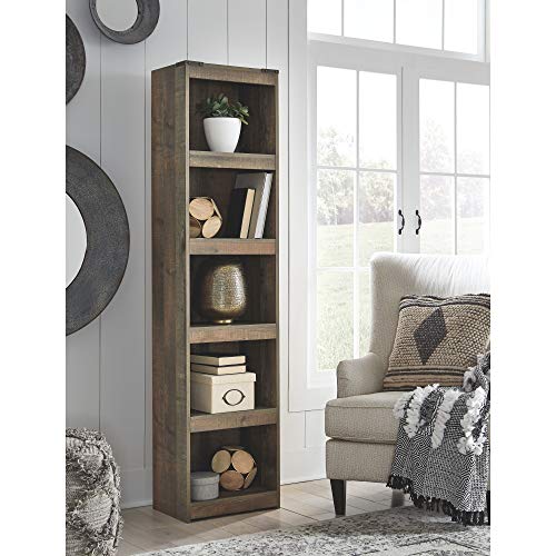 Signature Design by Ashley Trinell Rustic Entertainment Center Pier Bookcase with 3 Adjustable Shelves, Natural Brown