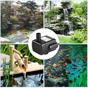 LEDGLE Mini USB Fountain Pump Compact Submersible Pumps Efficient 5V Water Pump for Small Pond, Fish Tank, Long Cord, 180L/H, Black