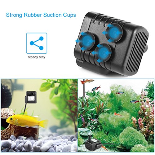 LEDGLE Mini USB Fountain Pump Compact Submersible Pumps Efficient 5V Water Pump for Small Pond, Fish Tank, Long Cord, 180L/H, Black