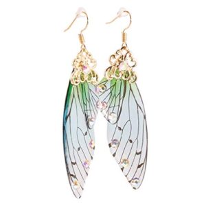 iumer imitation cicada wing dangle earring hook women vintage minimalist party wedding long drop earring,green