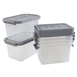 Yarebest 6-pack 6L Clear Plastic Box with Lids, Small Storage Bins