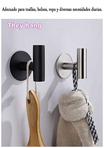 dong+ Towel Hooks Bathroom Coat Hook Robe Hook Stainless Steel Heavy Duty Door Hanger Towel Robe Clothes Cabinet Closet Sponges Wall Hook for Bathroom Bedroom Kitchen Hotel Pool Matte Black