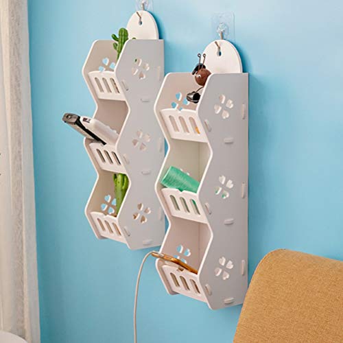 TOPBATHY Bedside Shelf Organizer Wall Mounted Non Drilling Hanging Storage Caddy Shelf Accessory for Phone Remote Earphone Glasses Entryway Key Holder Decorations