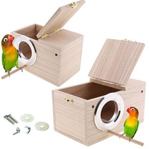 hamiledyi parakeet nest box 2pcs bird house budgie wood breeding box for lovebirds, parrot mating box
