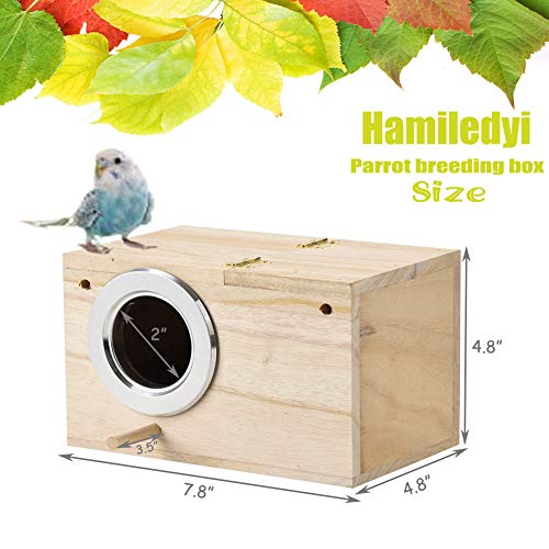 Hamiledyi Parakeet Nest Box 2Pcs Bird House Budgie Wood Breeding Box for Lovebirds, Parrot Mating Box