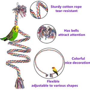 3 PCS Bird Perch Toy Set, Parrot Stand Platform, Bird Rope Swing Climbing Toy, Parrot Paw Grinding Perch Stick Cage Accessories for Parakeet Lovebird Cockatiel Finch Conure Exercise Training Toys