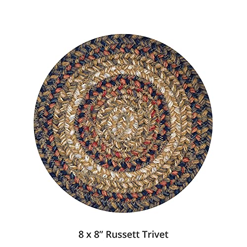 Russett Premium Jute Braided Trivet by Homespice 8" (Set of 6) Round Beige, Red, Black Reversible, Natural Jute Yarn Rustic, Country, Primitive, Farmhouse Style - 30 Day Risk Free Purchase