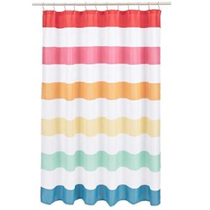 amazon basics fun and playful rainbow banded stripe printed pattern microfiber bathroom shower curtain - rainbow banded stripe, 72 inch