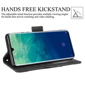 HualuBro ZTE Axon 10 Pro Case, Magnetic Full Body Protection Shockproof Flip Leather Wallet Case Cover with Card Slot Holder for ZTE Axon 10 Pro 5G Phone Case (Black)