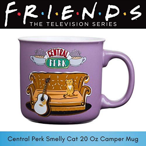 Silver Buffalo Friends Central Perk Smelly Cat Large Ceramic Camper-Style Coffee Mug for Cappuccino, Latte, Hot Cocoa or Hot Tea, 20 Ounces