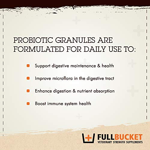 FullBucket Equine Probiotic Granules with Saccharomyces boulardii for Daily Digestive Optimization; Concentrated Formula with 25 Billion CFUs - 30 Servings