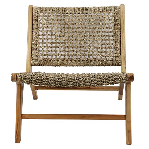 Decor Therapy London Light Oak Seagrass Weave Accent Chair, Natural